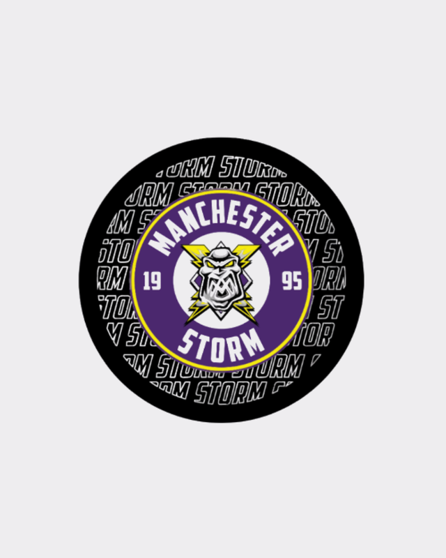 Manchester Storm 26-27 Black Logo Puck