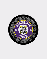 Manchester Storm 26-27 Black Logo Puck