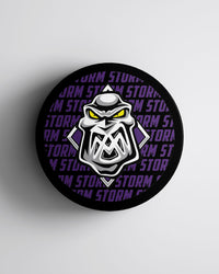 Manchester Storm 26-27 Purple Text Puck