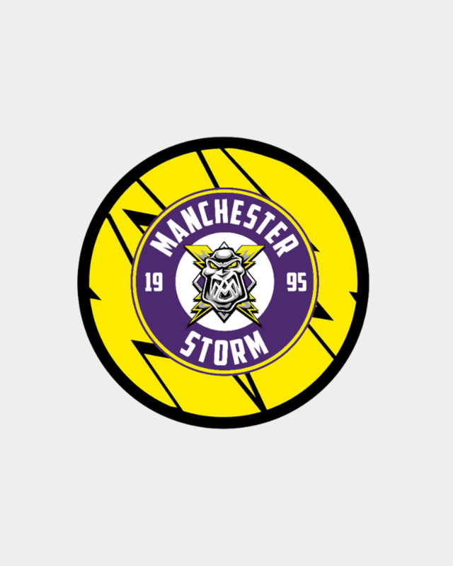 Manchester Storm 26-27 Yellow Logo Puck