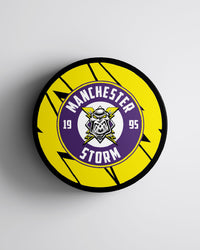 Manchester Storm 26-27 Yellow Logo Puck